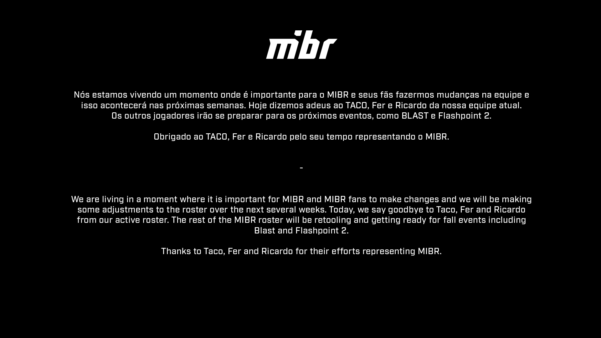 MIBR'da yaprak dökümü başladı! Oyuncular organizasyonu eleştirdi!