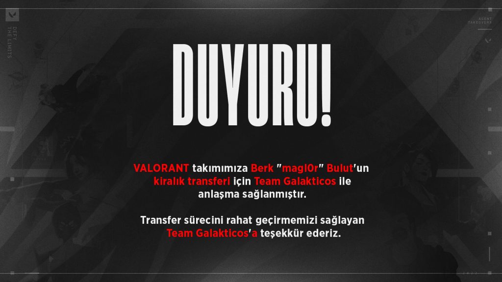 VALORANT oyuncusu magl0r, Galakticos'tan SHN Espor'a kiralandı