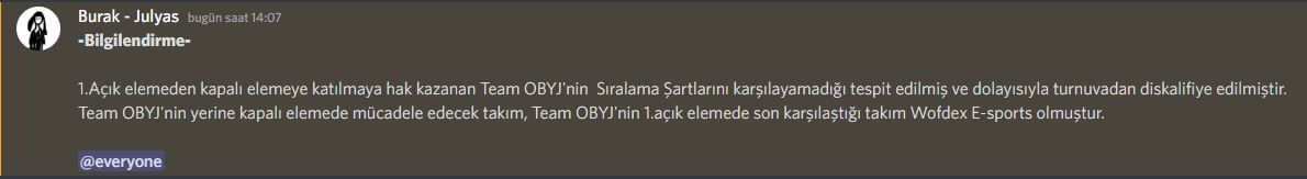 VRL Türkiye: Birlik 2. Split kapalı elemelerine yükselen Team OBJY diskalifiye edildi!