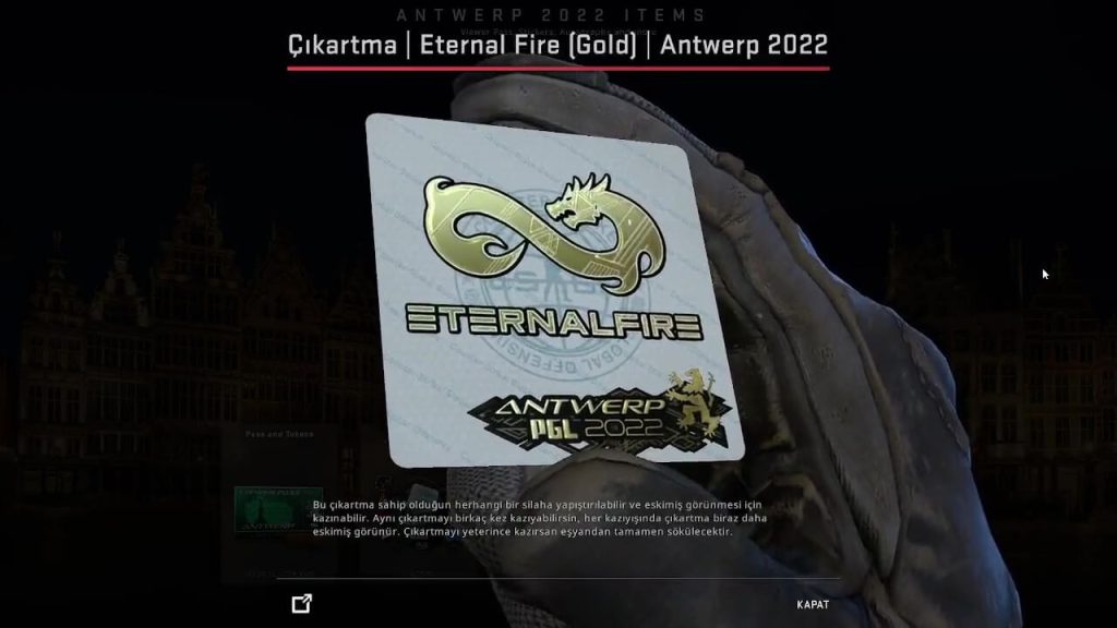 Eternal Fire ve oyuncularının Antwerp 2022 çıkartmaları oyuna eklendi