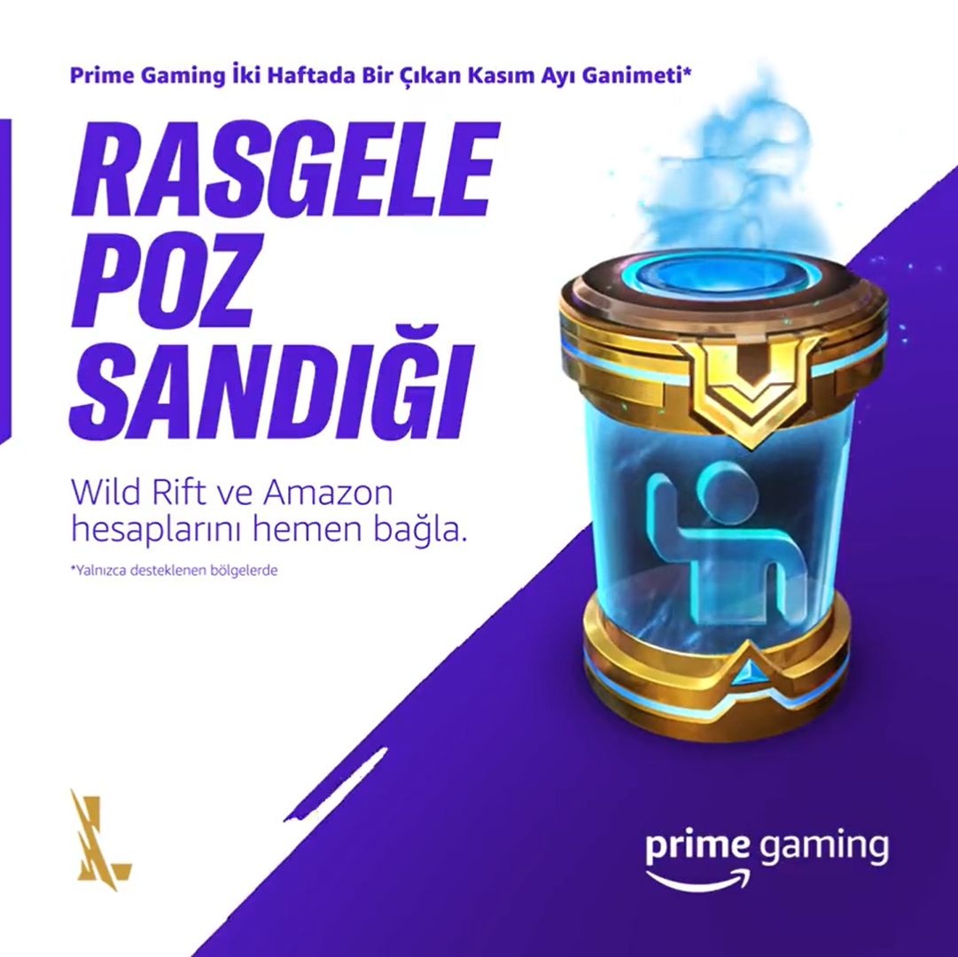 Prime Gaming ile Wild Rift’te Rasgele Şampiyon Pozu Sandığı kazanın!