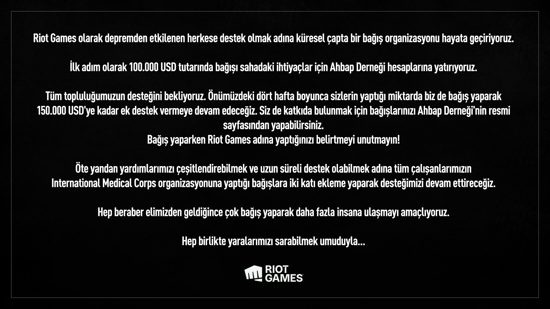 Riot Games’ten Türkiye’ye destek