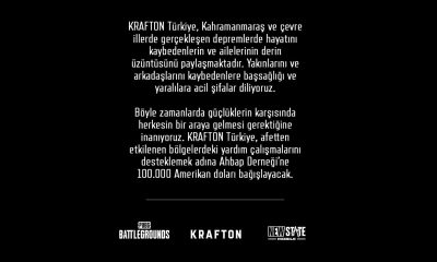 PUBG'nin geliştiricisi Krafton, Ahbap'a 100 bin dolar bağışladı