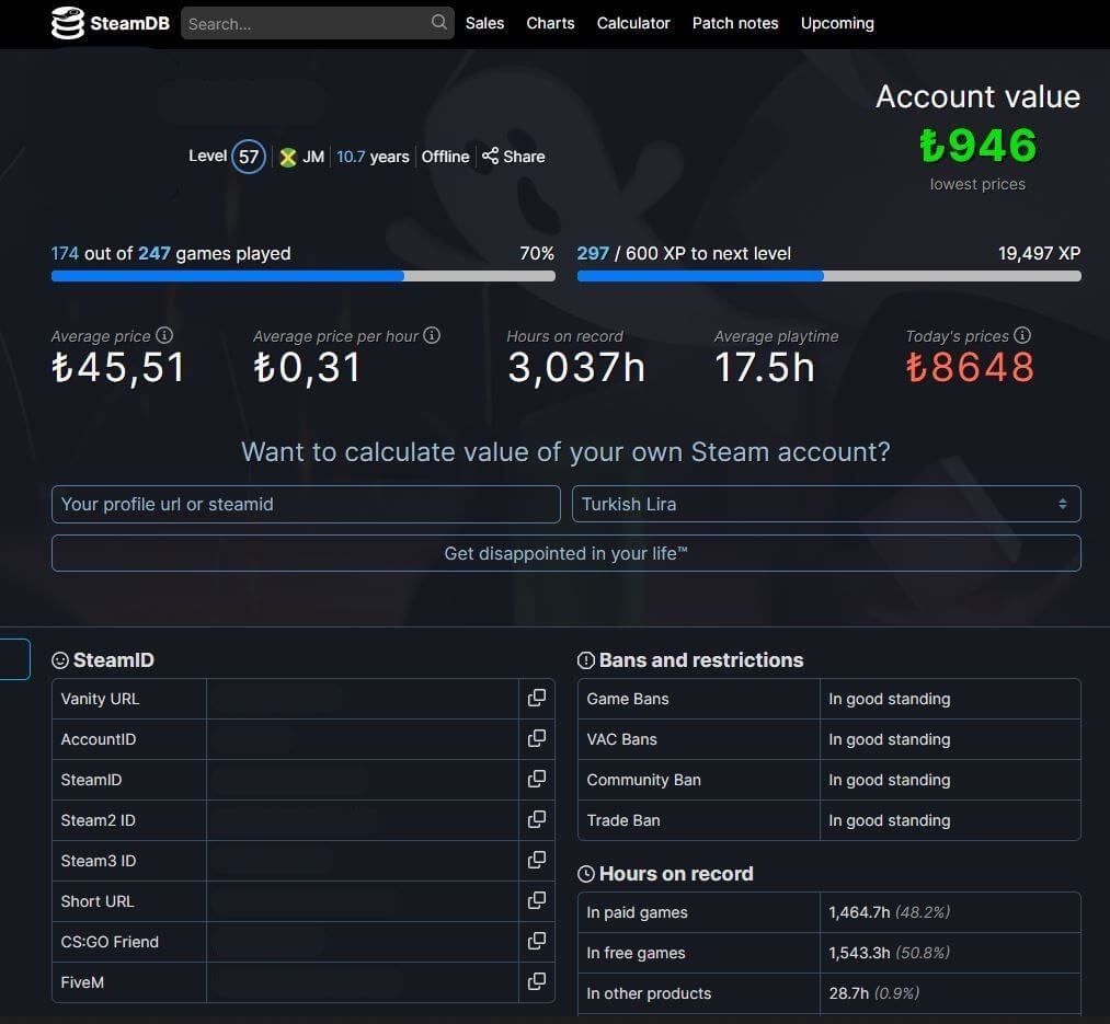 Steam calculator