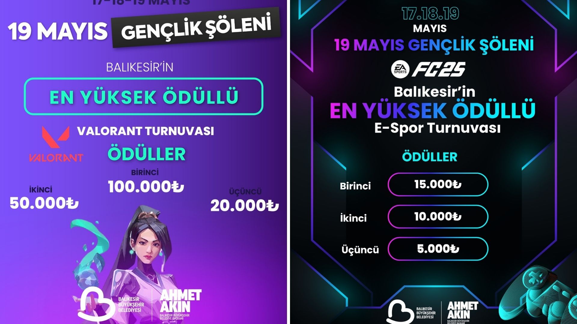 Balıkesir Büyükşehir Belediyesi'nden 170 bin lira ödüllü VALORANT turnuvası