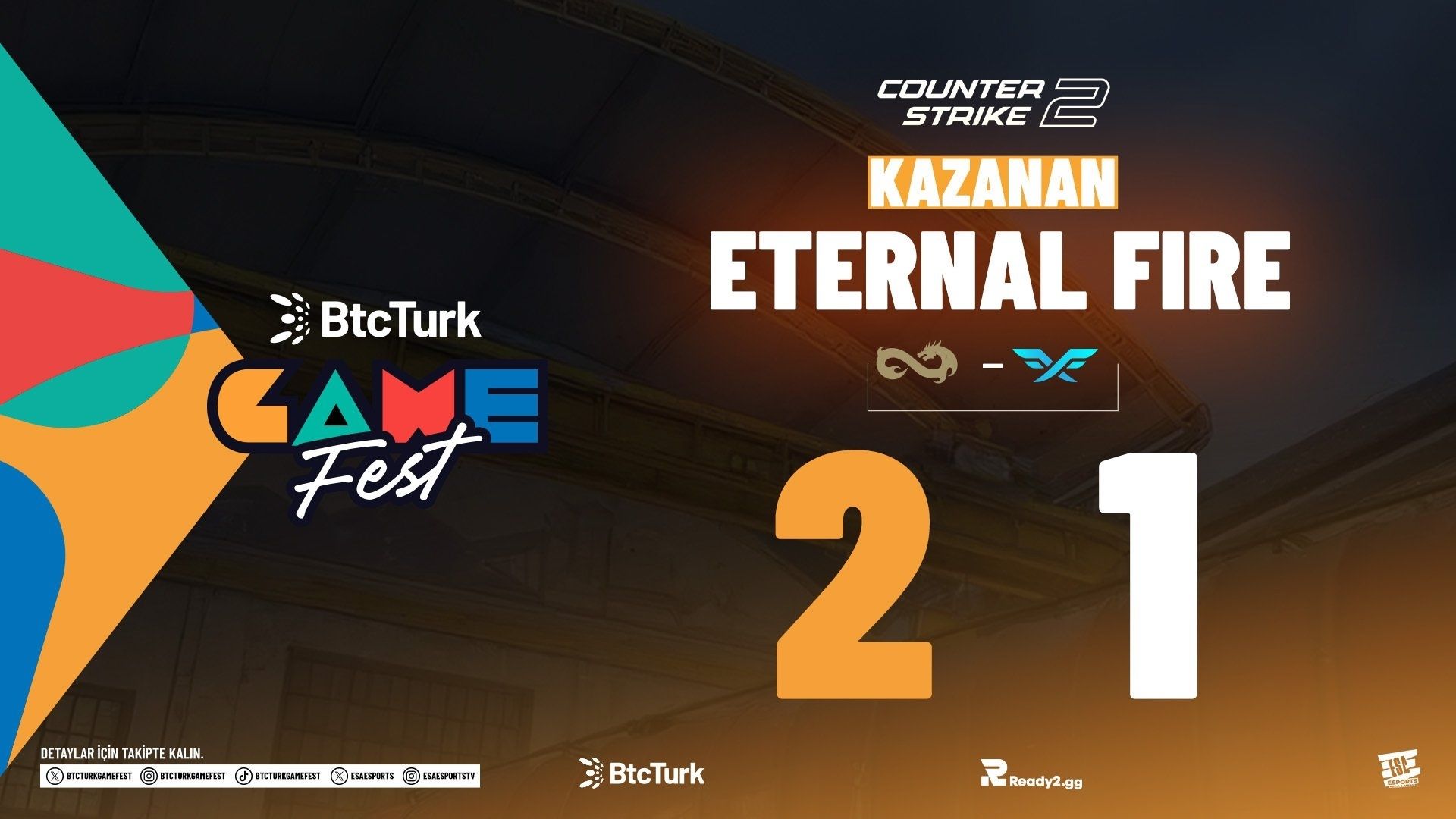Eternal Fire finalde! BtcTurk GameFest CS2 turnuvası finalinin ilk ismi EF oldu